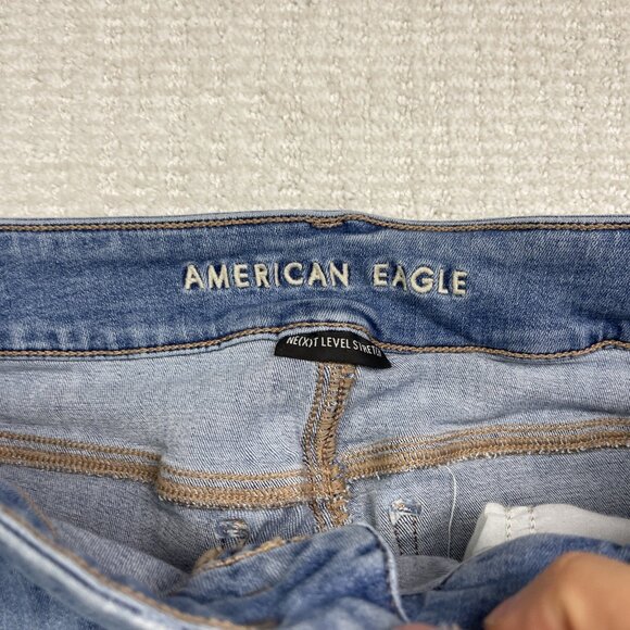 American Eagle Outfitters Artist Crop Next Level Stretch Blue Jeans Women 14 Reg - Picture 4 of 12